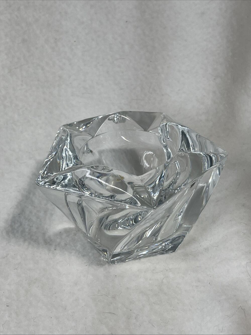 Star Tornado 24% Lead Crystal Candle Votive Holder 4"x4"x2.25" USA
